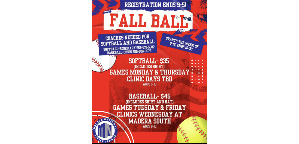 Online Registration for Fall Ball is now open!
