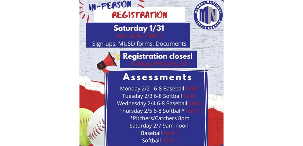 Assessments for baseball and softball. 